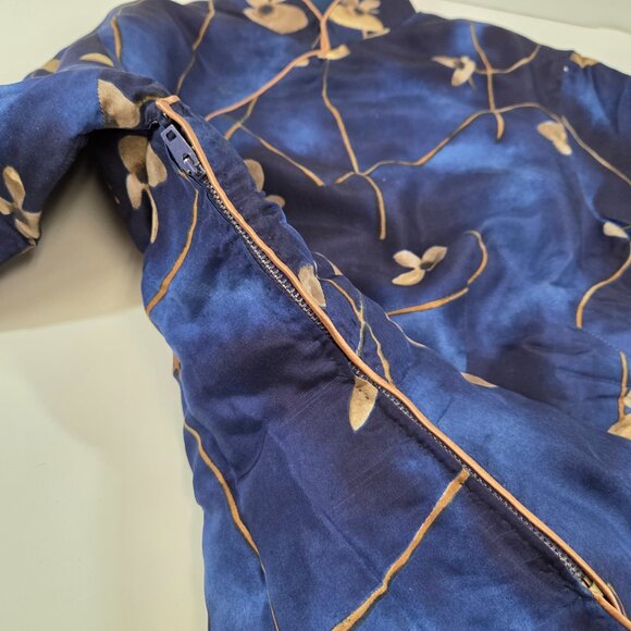 Chinese Asian Blue Floral Blouse Vintage Size XS/X - Picture 6 of 11